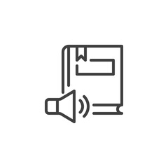 Audio book line icon. linear style sign for mobile concept and web design. Book and speaker outline vector icon. Symbol, logo illustration. Vector graphics