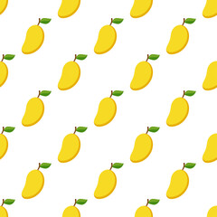 Illustration Seamless pattern Flat Mango isolated on white background , fruit patterns texture fabric , wallpaper minimal style , Raw materials fresh fruits , vector
