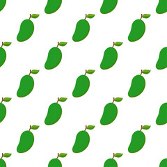 Illustration Seamless pattern Flat Mango isolated on white background , fruit patterns texture fabric , wallpaper minimal style , Raw materials fresh fruits , vector