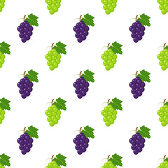 Illustration Seamless pattern Flat Green Grape isolated on white background , fruit patterns texture fabric , wallpaper minimal style , Raw materials fresh fruits , vector