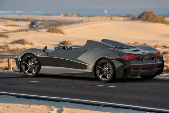 McLaren Elva on a scenic desert road