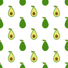 Illustration Seamless pattern Flat Avocado isolated on white background , fruit patterns texture fabric , wallpaper minimal style , Raw materials fresh fruits , vector