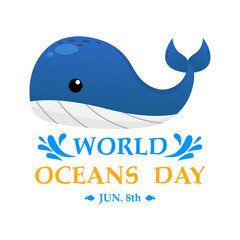 Obraz premium Illustration World Oceans Day , Conserve Aquatic and Natural Living in the Ocean , Cute Cartoon Character , Typography , vector eps10 design