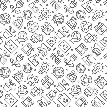 Seamless pattern with ecology related elements.