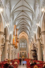 Fototapeta premium Interior of St. Michael and St. Gudula Cathedral in Brussels, Be
