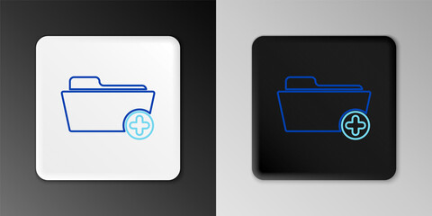 Obraz premium Line Medical health record folder for healthcare icon isolated on grey background. Patient file icon. Medical history symbol. Colorful outline concept. Vector.