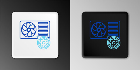 Line Air conditioner and gear icon isolated on grey background. Adjusting app, service concept, setting options, maintenance, repair, fixing. Colorful outline concept. Vector.