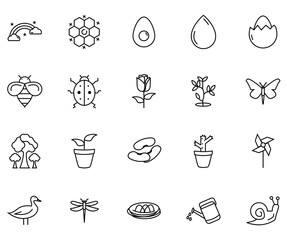 spring icon set line style vector design element for your design