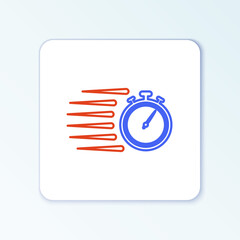 Line Stopwatch icon isolated on white background. Time timer sign. Chronometer sign. Colorful outline concept. Vector.