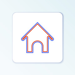 Line Dog house icon isolated on white background. Dog kennel. Colorful outline concept. Vector.