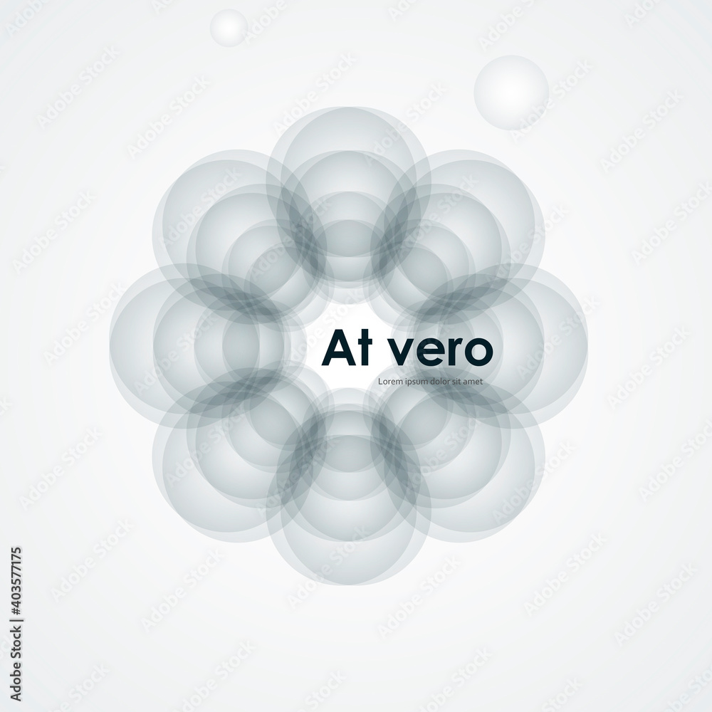 Poster abstract flower gray color made from circles white background