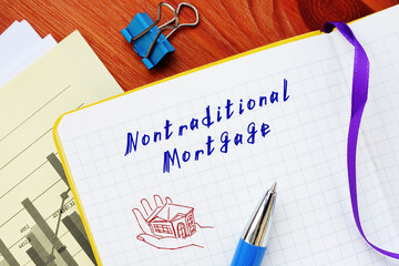 Financial concept meaning Nontraditional Mortgage with phrase on the piece of paper.