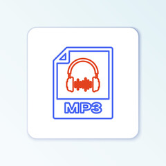 Line MP3 file document. Download mp3 button icon isolated on white background. Mp3 music format sign. MP3 file symbol. Colorful outline concept. Vector.