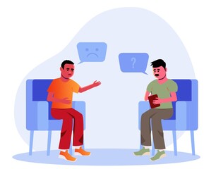 Psychotherapeutic practice, psychological assistance, psychiatric consultation. Psychology. Modern flat cartoon style. Vector illustration on white background