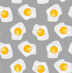 Vector seamless pattern with scrambled eggs. Demonstrating trendy Color of the Year 2021. Illuminating Yellow and Ultimate Gray