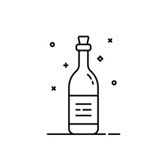 black thin line wine bottle icon