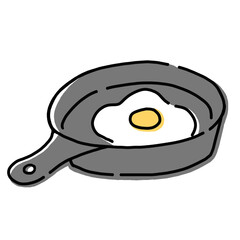 手書き風　フライパンのイラスト　目玉焼き