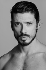 Portrait of handsome man shot in black and white