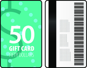 A $50 gift card in a bright, bold design in portrait format.