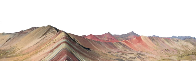Foto op Plexiglas Vinicunca Vinicunca Rainbow Mountain (Peru) isolated on white background