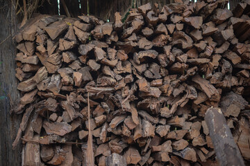 Chopped Fire Logs Stacked on top of each other