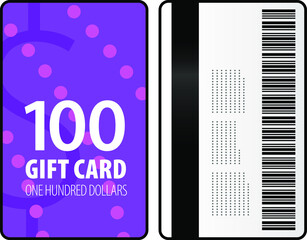 A $100 gift card in a bright, bold design in portrait format.