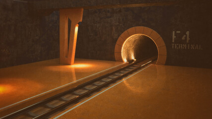 3d rendering of a gloomy subway station design
