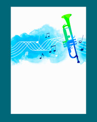 Musik graphic with trumpet in vector quality.