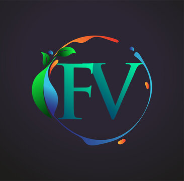 Initial Letter FV With nature elements Logo, colorful nature and environment logo. vector logo for business and company identity.