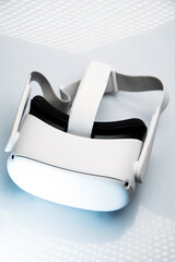 White new generation VR headset isolated on white background. Virtual reality headset  
