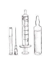 Syringe with a needle and ampoule