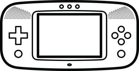 A handheld game device/console. Top down view. Lineart style.