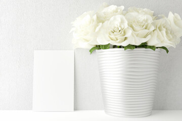 Love and Valentine's day with postcard frame mockup.