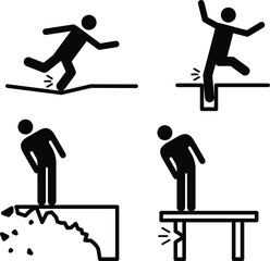 People icons: a variety of risky spaces and surfaces.