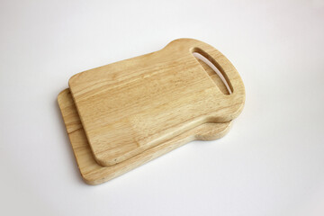 Mini wooden chopping board isolated white background