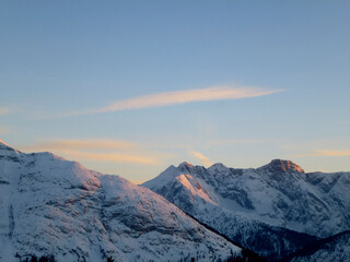 Naklejka na ściany i meble Winter hiking tour to Pleisenspitze mountain, Tyrol, Austria