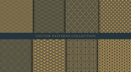 Japanese patterns vector. Creative geometric shape and ornamental vector patterns and swatches. Design for fabric , wallpaper, banners, prints and wall arts.