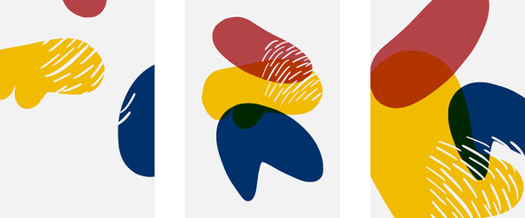 Hand drawn doodle shapes, wall art painting style, vector abstract background templates. A4 poster design or for covers, banners, flyers