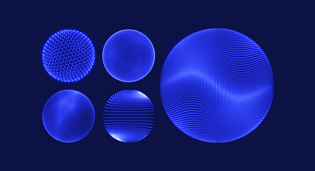 Spheres consisting of points. Global digital connections. Technology concept. 3D grid design. Vector illustration for science and technology.