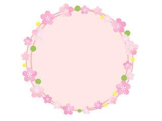 パステルな梅の花の丸フレーム