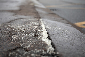 Driving part and sidewalk is sprinkled with anti-slip material