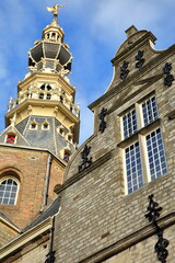 The Stadhuis (Town Hall) with its impressive decorated tower in Zierikzee, Zeeland, Netherlands