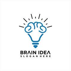 Brain Idea Logo Design Vector, Creative Bulb Brain Logo Design Temptate, smart bulb logo vector isolated, simple logos of light bulbs and neurons.
