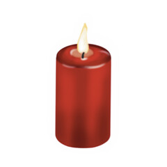 Red candle isolated on white background. Valentine's Day sticker illustration.