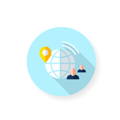 Remote recruitment flat icon. Human resources remote management. Distant employment, work, internet freelance. Futuristic corporate innovations concept. Color vector illustration with shadow