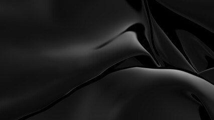 Abstract black latex background.  Smooth black fashion. Dark luxury texture. Black silk, satin.