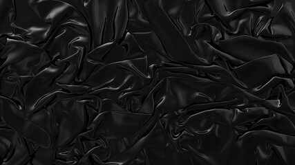 Abstract black latex background.  Smooth black fashion. Dark luxury texture. Black silk, satin.