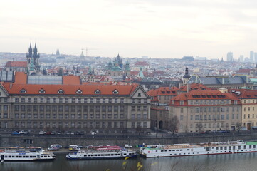 Naklejka na ściany i meble View on Prague from Prague metronom hill, December 2017