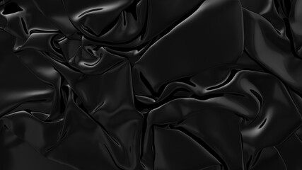 Abstract black latex background.  Smooth black fashion. Dark luxury texture. Black silk, satin.