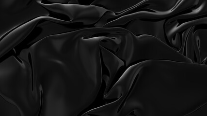 Abstract black latex background.  Smooth black fashion. Dark luxury texture. Black silk, satin.
